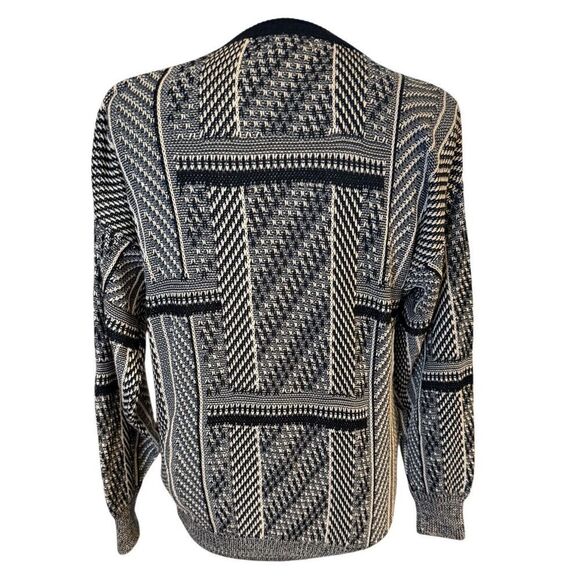 Union Bay Vtg Men’s Geometric Print Sweater Pullover Sz. S Black/White - Picture 4 of 8